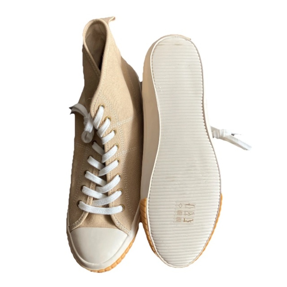 J.CREW Classic High-Top Sneakers Desert Sand Canvas Lace Up Casual Women's 10 - Picture 4 of 7